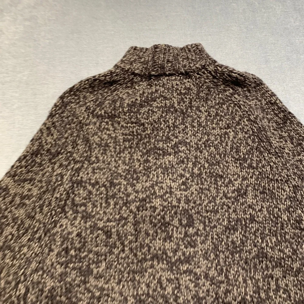 Michael Kors Cape Poncho Sweater Womens M Grey Wool Knit Toggle Button Mock Neck